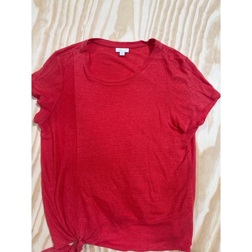 J JIl love Linen Large Petite Orange Red side tie linen staple‎ quiet luxury